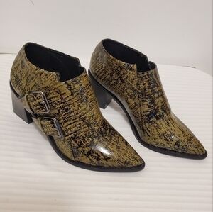 NWOB Tibi Billie Lizard Embossed Leather Ankle Booties Size 36, Unique, Sharp